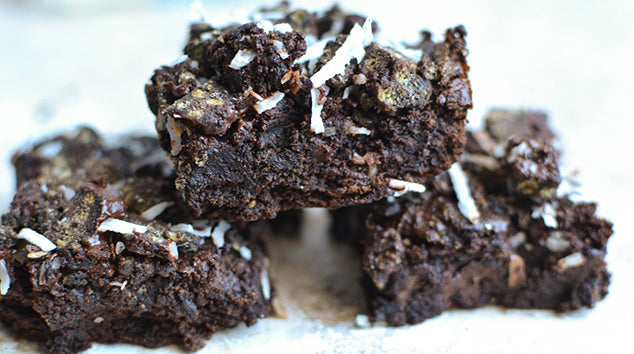 Gluten-Free, Vegan Avocado Brownies with Coconut Topping