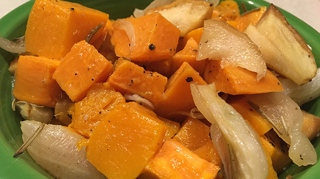 Roasted Sweet Potatoes, Squash and Apples