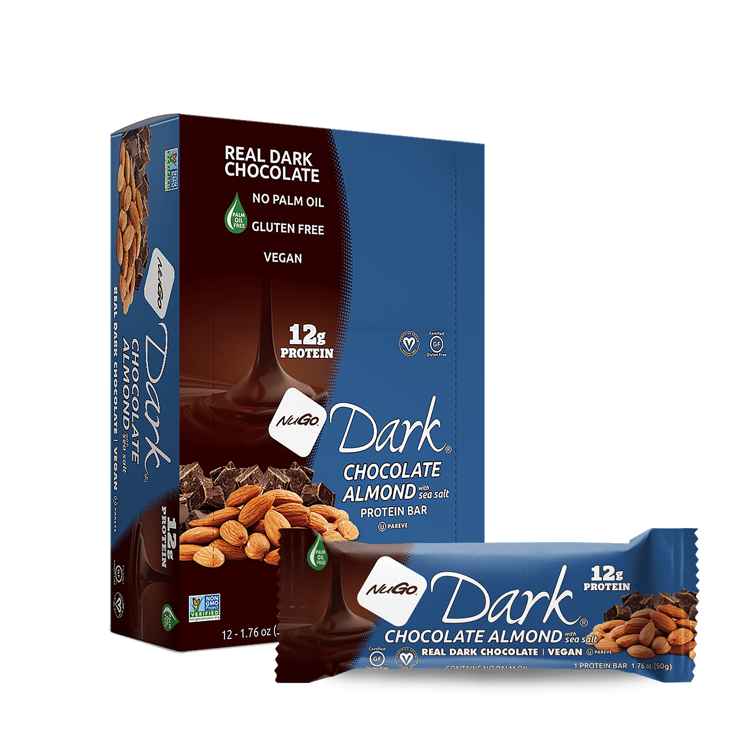 NuGo Dark Chocolate Almond Bar and Box