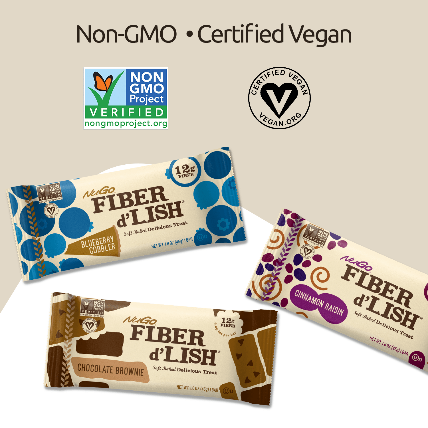 Non-GMO and Certified Vegan Text Image