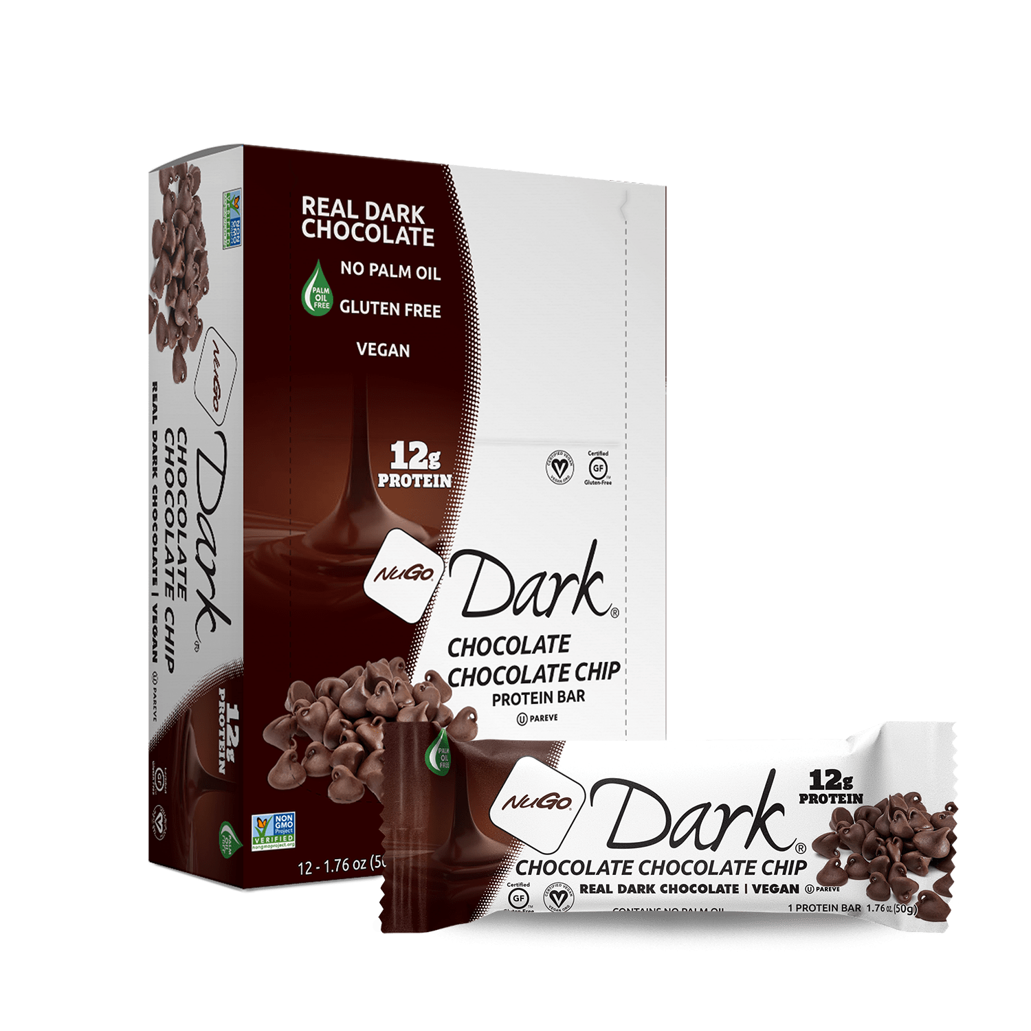 NuGo Dark Chocolate Chocolate Chip Bar and Box