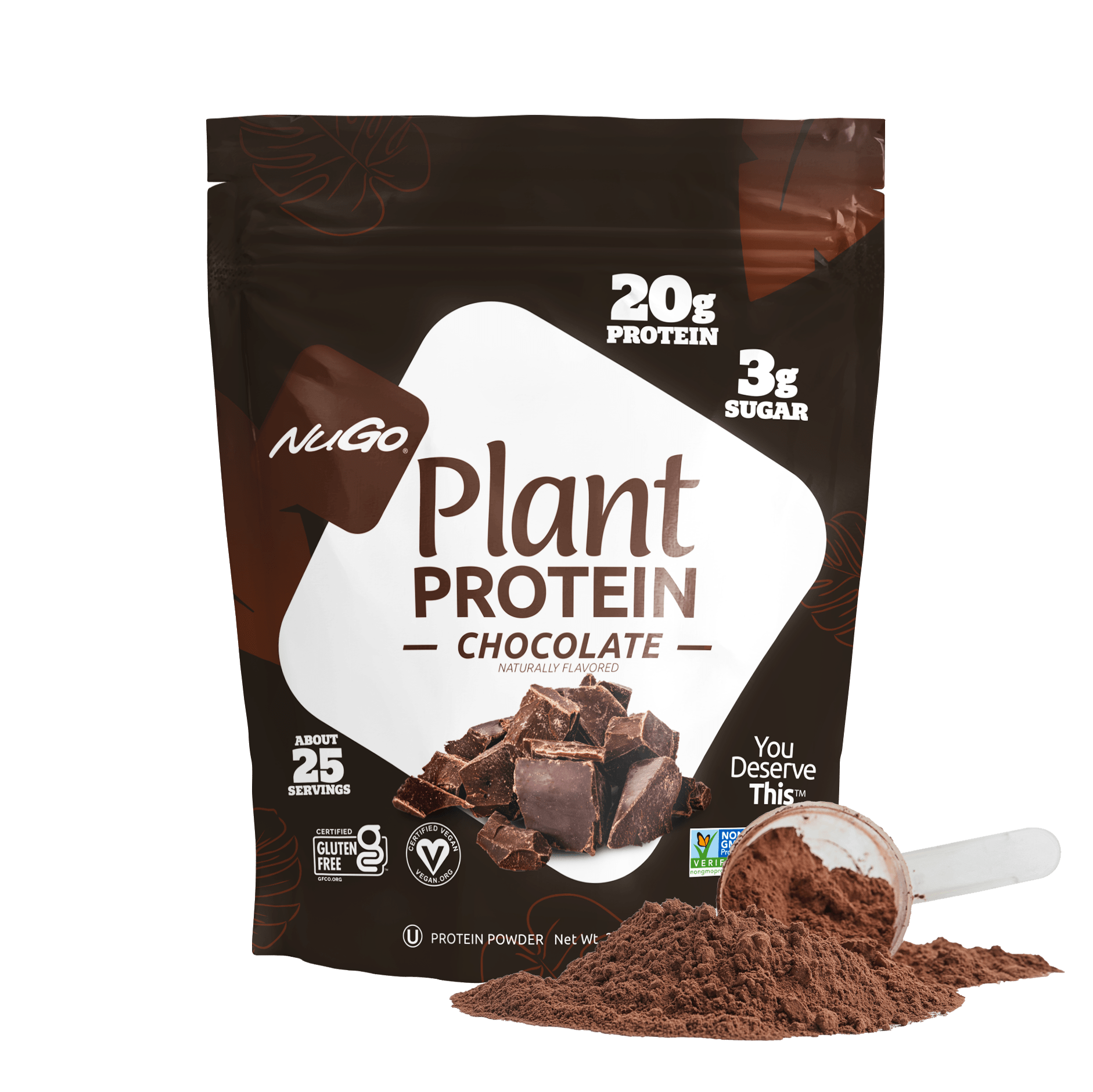 Chocolate Protein Powder with scoop