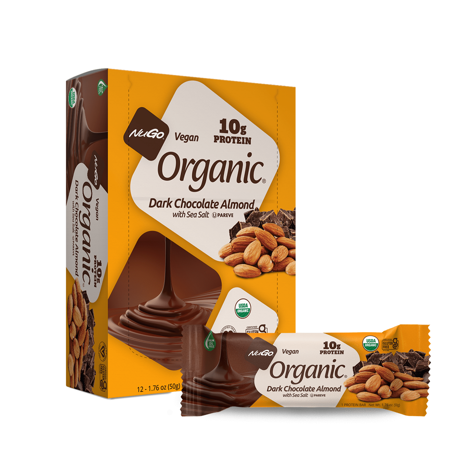 NuGo Organic Dark Chocolate Almond Bar and Box