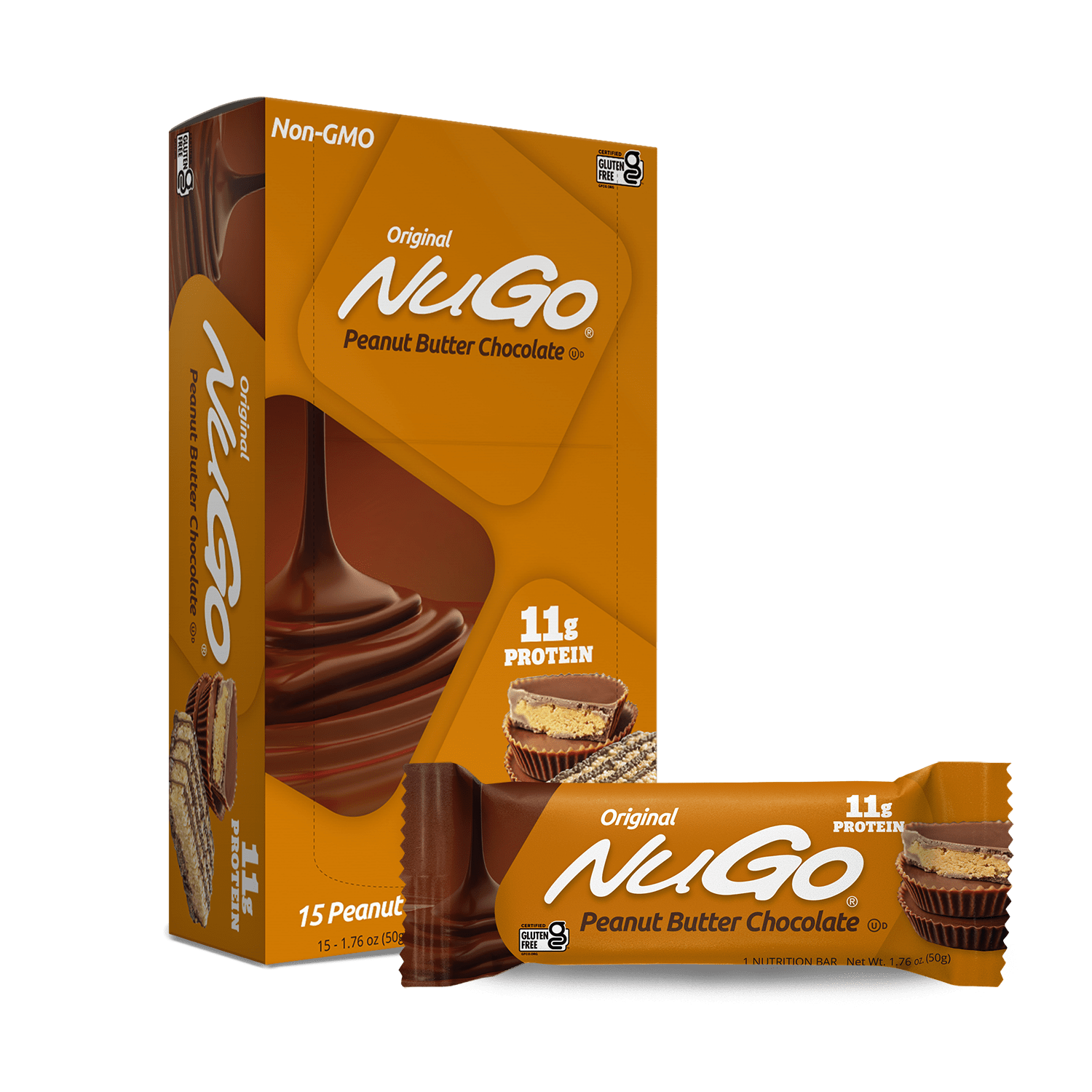 NuGo Original Peanut Butter Chocolate Bar and Box