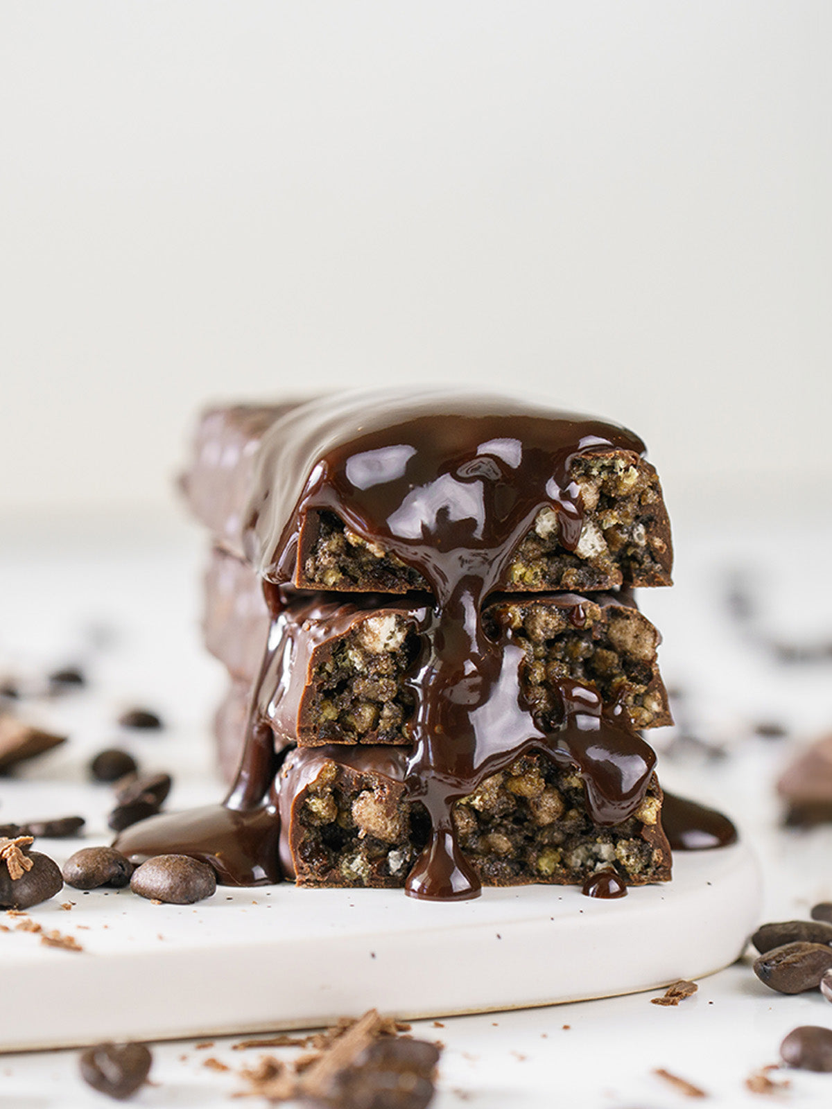 NuGo Dark Drizzled with Dark Chocolate and surrounded by Chocolate Pieces