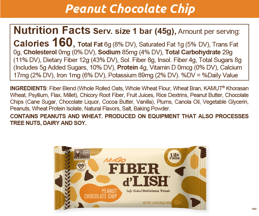 Fiber d'Lish Peanut Chocolate Chip Nutrition Facts
